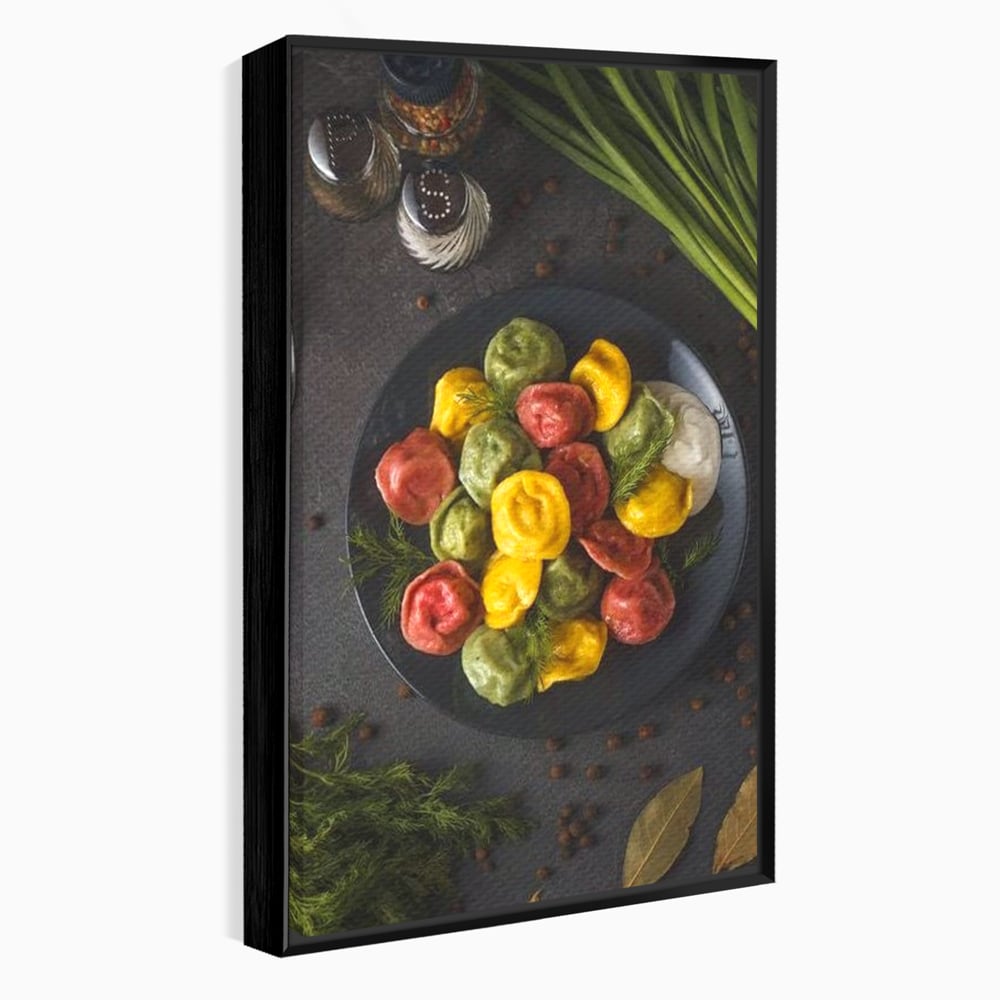 Tablou canvas cu tablou canvas cu paste colorate, in rama de aluminiu negru